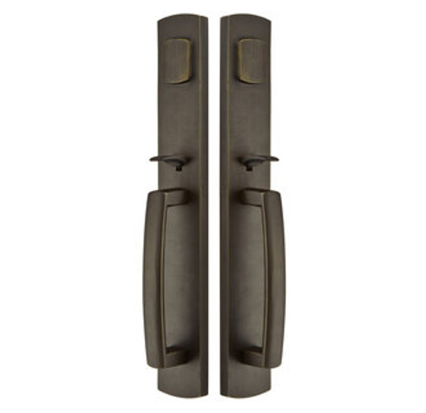 Emtek 454929-FB Flat Black Sandcast Bronze Brighton Tubular Style Double Cylinder Grip by Grip Entryset 