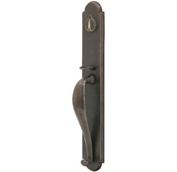 Emtek 451332MB Medium Bronze Sandcast Bronze Greeley Tubular Style Single Cylinder Entryset with Your Choice of Handle