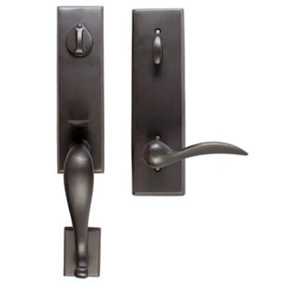 Emtek 450512MB Medium Bronze Sandcast Bronze Monolithic Tubular Style Dummy Entryset with Your Choice of Handle