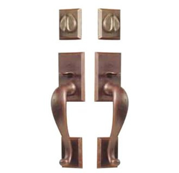 Emtek 455414-MB Medium Bronze Sandcast Bronze Rectangular Tubular Style Dummy Grip by Grip Entryset