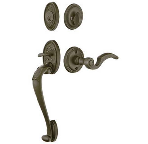 Emtek 472224MB Medium Bronze Lost Wax Cast Brass Tuscany Sectional Tubular Style Double Cylinder Entryset with Your Choice of Handle