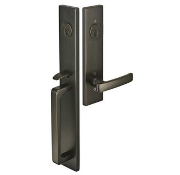 Emtek 4829US10B Oil Rubbed Bronze Lausanne Brass Tubular Style Double Cylinder Entryset with Your Choice of Handle