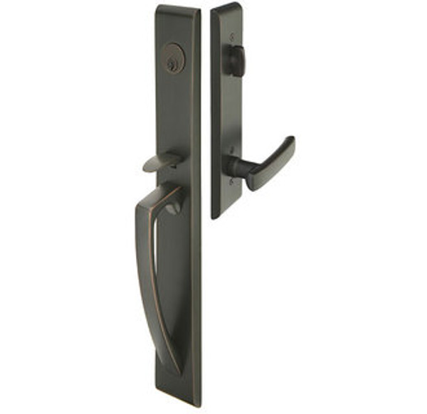 Emtek 4816US10B Oil Rubbed Bronze Modern Brass Orion Tubular Style Single Cylinder Entryset with Your Choice of Handle
