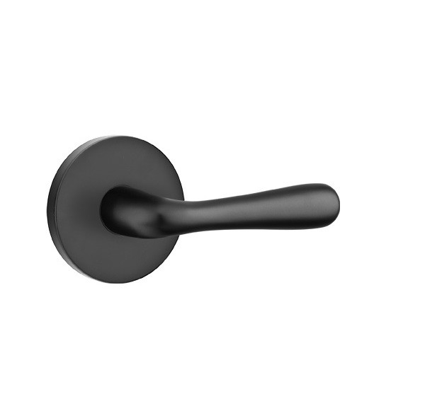 Emtek BA-US19-PASS Flat Black Basel Passage Lever with Your Choice of Rosette