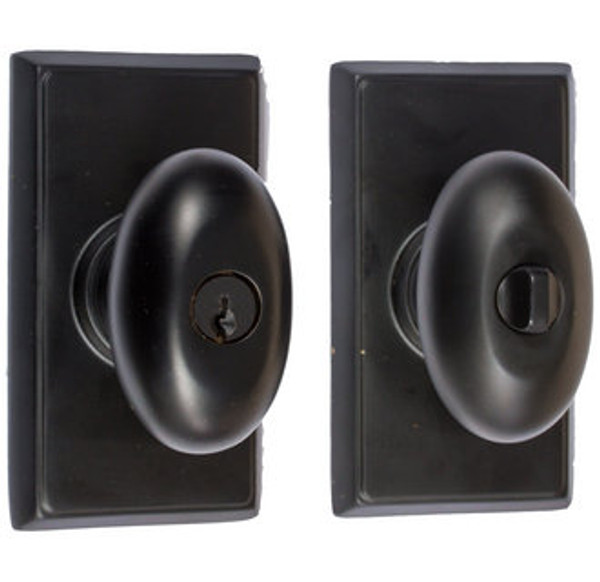 Emtek E-US19-FD Flat Black Egg Dummy Keyed Entry Knob with Your Choice of Rosette