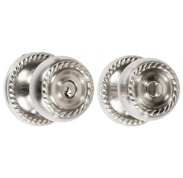 Emtek RK-US15-ENTR Satin Nickel Rope Keyed Entry Knob with Your Choice of Rosette