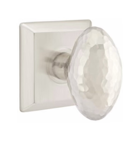 Emtek HE-US15-PRIV Satin Nickel Hammered Egg Privacy Knob with Your Choice of Rosette