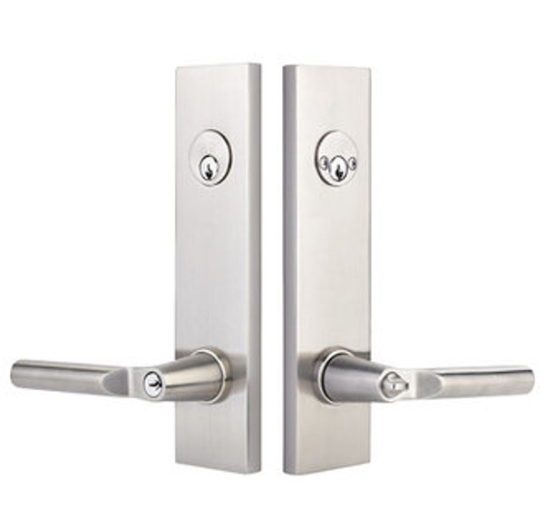 Emtek 5322US15 Satin Nickel Modern Rectangular 2-Point Double Cylinder Key In Lockset