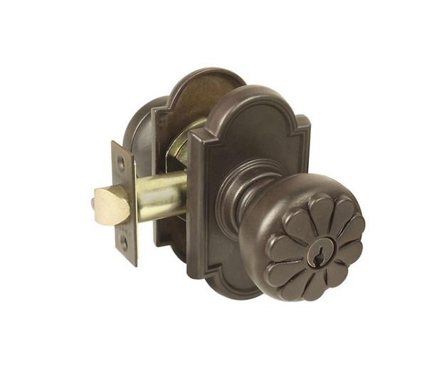Emtek PT-FB-ENTR Flat Black Petal Keyed Entry Knob with Your Choice of Rosette