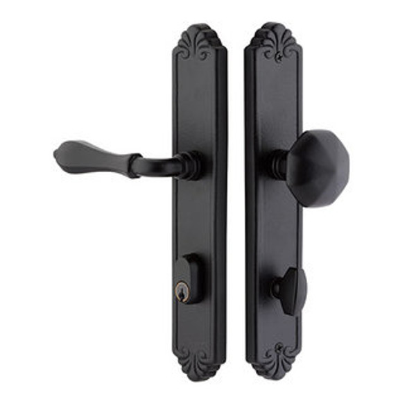 Emtek 6442FB Flat Black 2" x 10" Tuscany Bronze Style 3-3/8" C-to-C Passage/Single Keyed Sideplate Lockset