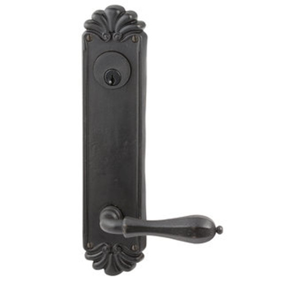 Emtek 6620FB Flat Black #16 Style 5-1/2" C-to-C Passage/Single Keyed Sideplate Lockset