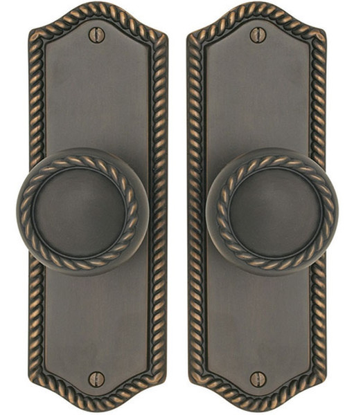 Emtek 7059US3 Lifetime Brass Rope Style Non-Keyed Dummy, Pair Sideplate Lockset