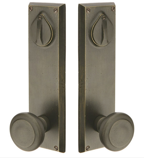 Emtek 7561TWB Tumbled White Bronze Rectangular Style 5-1/2" C-to-C Passage/Double Keyed Sideplate Lockset