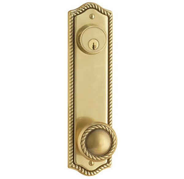 Emtek 7991US7 French Antique Rope Style 5-1/2" C-to-C Passage/Double Keyed Sideplate Lockset