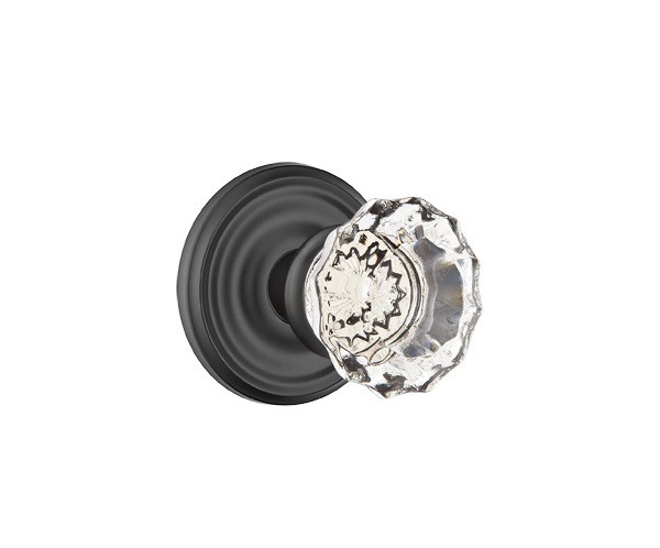 Emtek AS-US19-PHD Flat Black Astoria Clear Glass (Pair) Half Dummy Knobs with Your Choice of Rosette