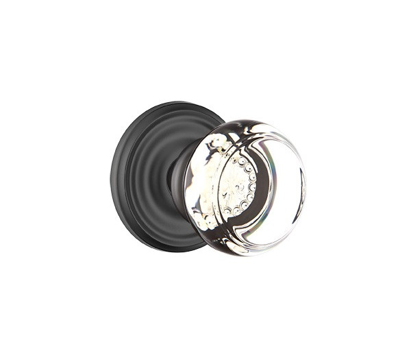 Emtek GT-US19-PHD Flat Black Georgetown Glass (Pair) Half Dummy Knobs with Your Choice of Rosette