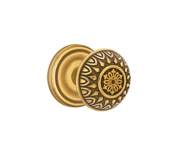 Emtek LN-US7-PHD French Antique Lancaster (Pair) Half Dummy Knobs with Your Choice of Rosette