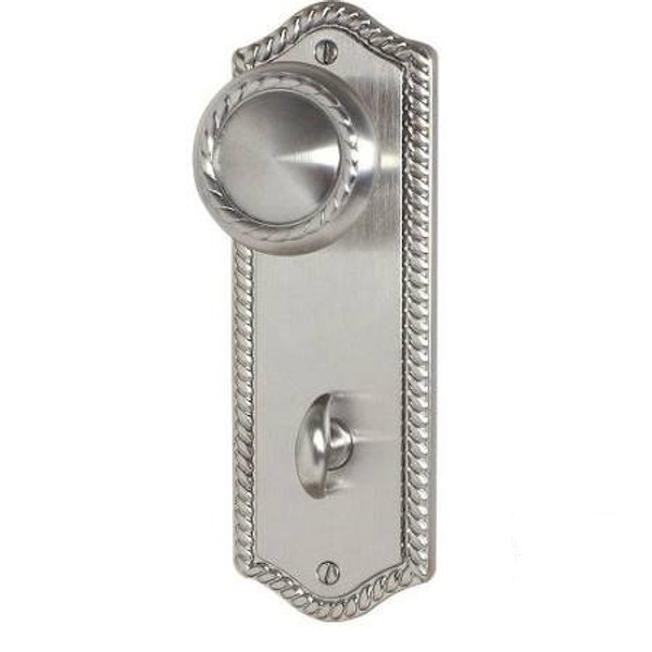 Emtek 8223-US7 French Antique Rope Style 3-3/8" C-to-C Non-Keyed Thumbturn Privacy Sideplate Lockset
