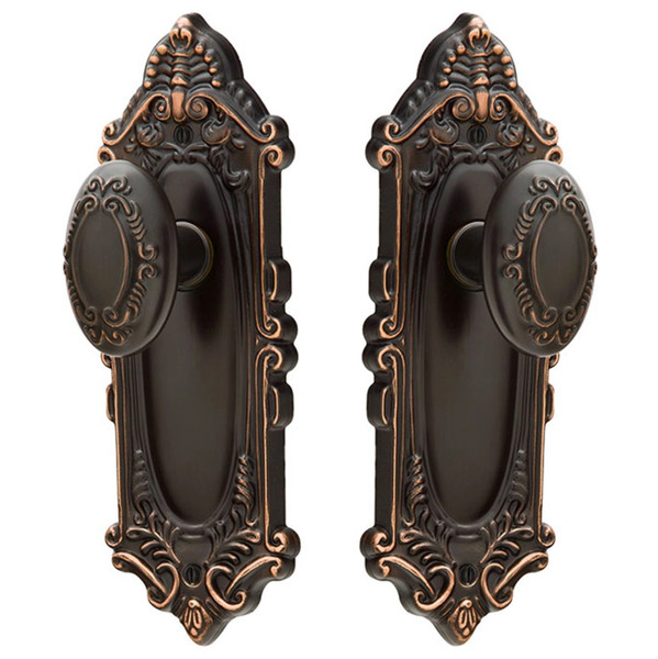 Emtek 8053US10B Oil Rubbed Bronze Victoria Style Non-Keyed Dummy, Pair Sideplate Lockset