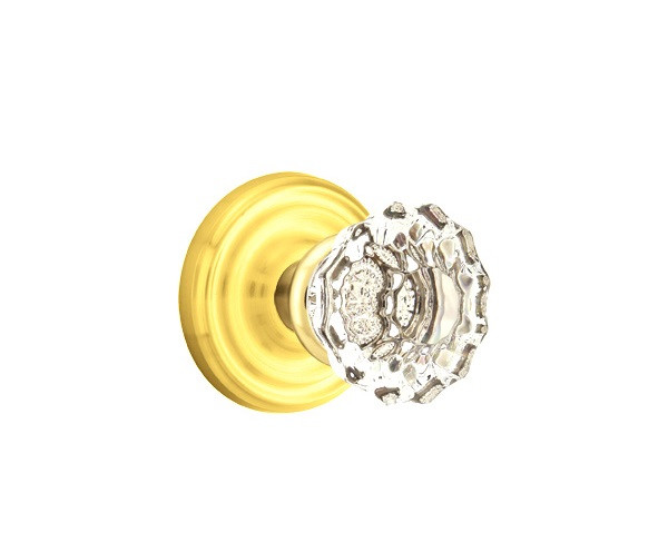 Emtek AS-US3-PHD Lifetime Brass Astoria Clear Glass (Pair) Half Dummy Knobs with Your Choice of Rosette