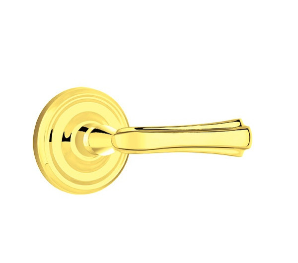 Emtek WM-US3-PHD Polished Brass Wembley (Pair) Half Dummy Levers with Your Choice of Rosette