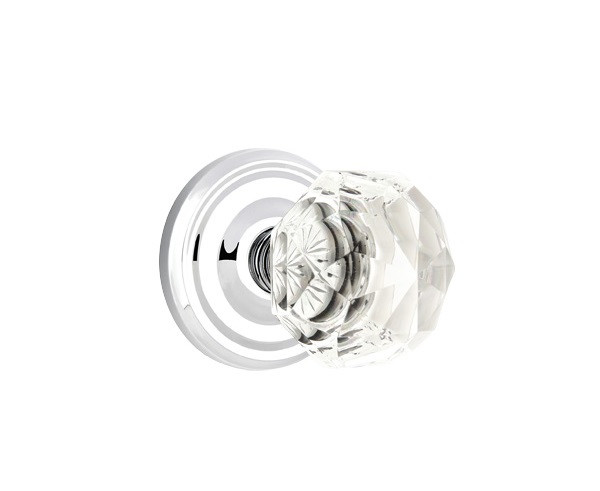 Emtek CK-US26-PHD Polished Chrome Diamond Glass (Pair) Half Dummy Knobs with Your Choice of Rosette