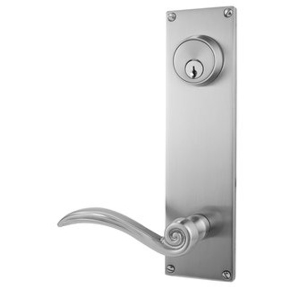 Emtek 8014US26 Polished Chrome Modern Style 5-1/2" C-to-C Dummy, Pair Keyed Sideplate Lockset