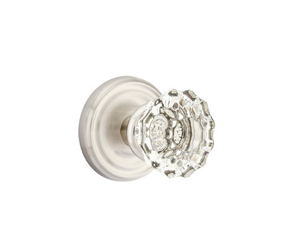 Emtek AS-US15-PHD Satin Nickel Astoria Clear Glass (Pair) Half Dummy Knobs with Your Choice of Rosette