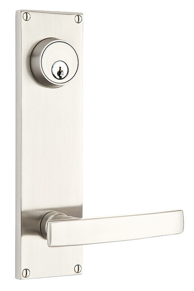 Emtek 8014US15 Satin Nickel Modern Style 5-1/2" C-to-C Dummy, Pair Keyed Sideplate Lockset