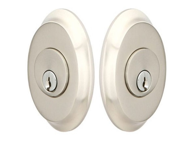 Emtek 8358US15 Satin Nickel Saratoga Style Double Cylinder Deadbolt