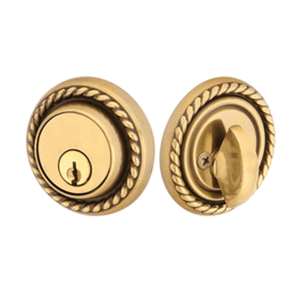 Emtek 8464US7 French Antique Rope Style Single Cylinder Deadbolt