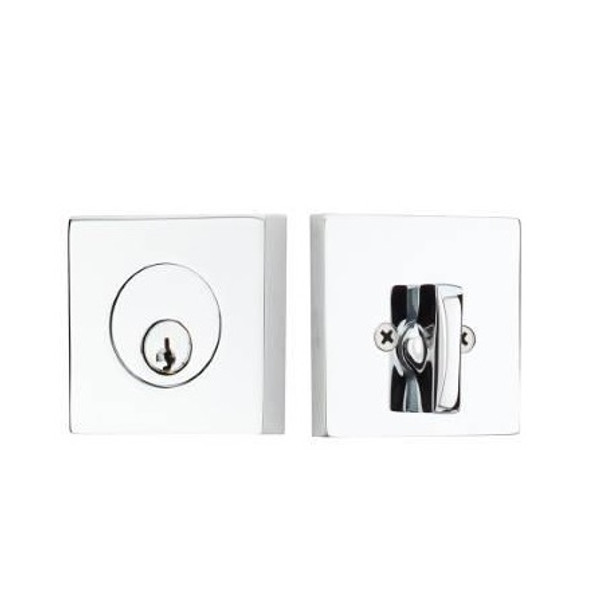 Emtek 8469US26 Polished Chrome Square Style Single Cylinder Deadbolt