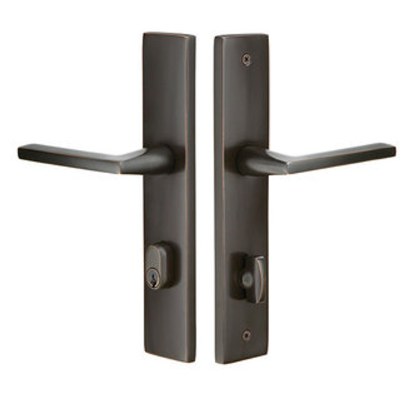 Emtek 8442US19 Satin Black 2" x 10" Modern Rectangular Style 3-3/8" C-to-C Passage/Single Keyed Sideplate Lockset