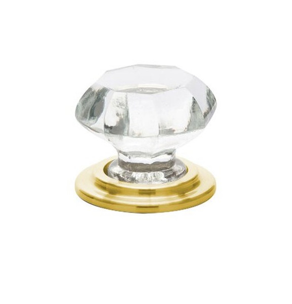 Emtek 86028US4 Satin Brass 1-3/4" Glass Old Town Clear Wardrobe Knob