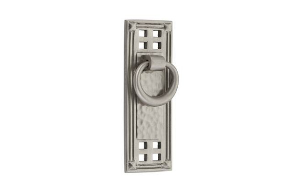 Emtek 86042US15 Satin Nickel Arts & Crafts Brass Hammered Vertical Ring Pull