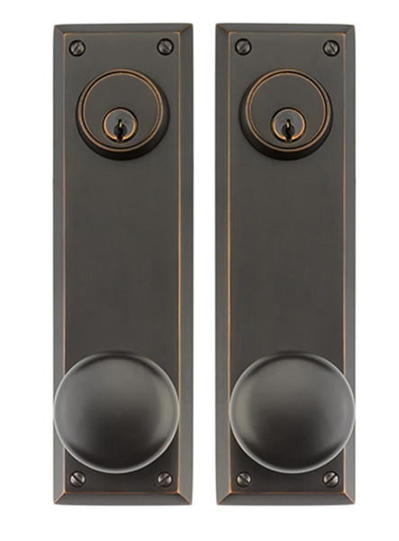 Emtek 8981US3 Lifetime Brass Quincy Style 5-1/2" C-to-C Passage/Double Keyed Sideplate Lockset