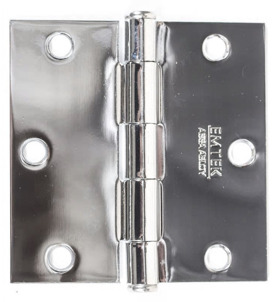 Emtek 91013US26 Polished Chrome 3-1/2" Square Corner Residential Duty, Plain Bearing Plated Steel Hinge