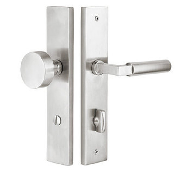 Emtek 9241SS Brushed Stainless Steel 2" x 10" Style Non-Keyed Thumbturn Privacy Narrow Sideplate Lockset