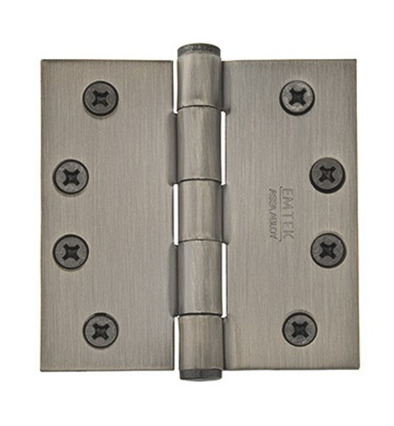 Emtek 92014US15A Pewter 4" Square Corner Heavy Duty, Plain Bearing Plated Steel Hinge