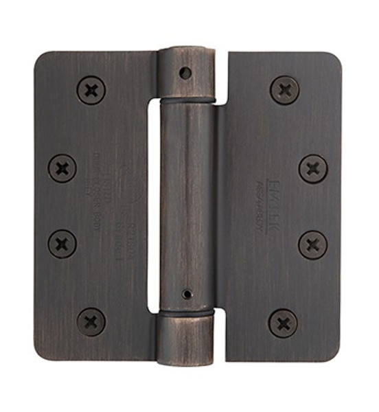 Emtek 95024US19 Flat Black 4" 1/4" Radius Corner Spring Hinge