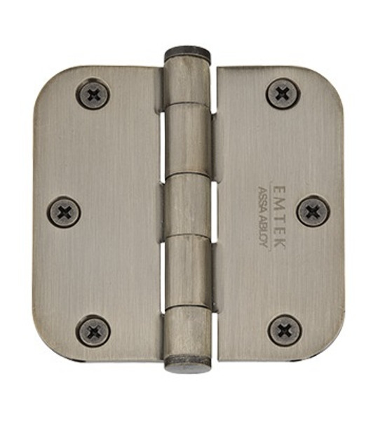 Emtek 96233US19 Flat Black 3-1/2" 5/8" Radius Corner Solid Brass Heavy Duty, Plain Bearing Hinges