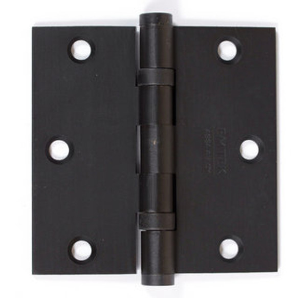 Emtek 96413US19 Flat Black 3-1/2" Square Corner Solid Brass Heavy Duty, Ball Bearing Hinges