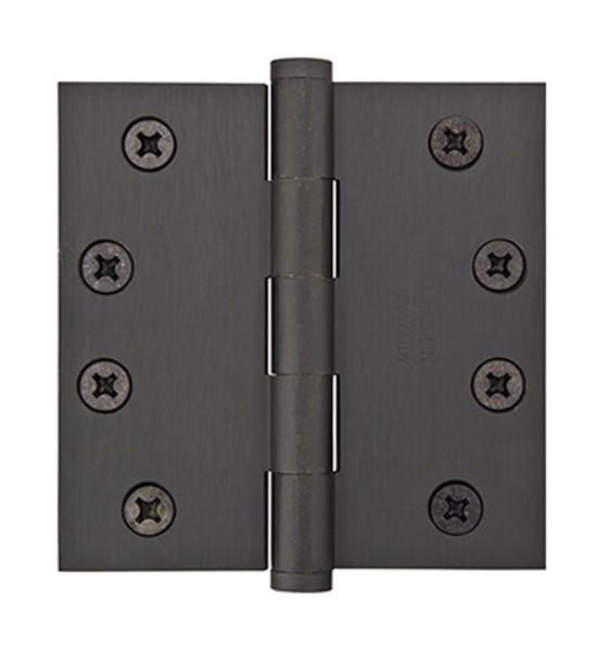 Emtek 96114US19 Flat Black 4" Square Corner Solid Brass Residential Duty, Plain Bearing Hinges