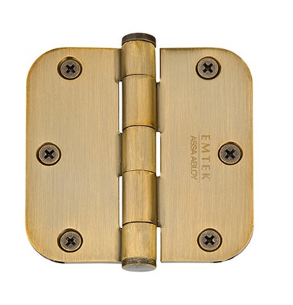 Emtek 96233US7 French Antique 3-1/2" 5/8" Radius Corner Solid Brass Heavy Duty, Plain Bearing Hinges