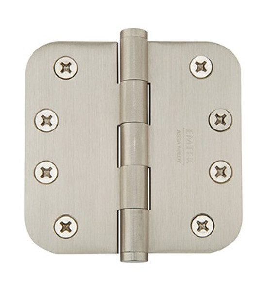 Emtek 96134US3 Lifetime Brass 4" 5/8" Radius Corner Solid Brass Residential Duty, Plain Bearing Hinge