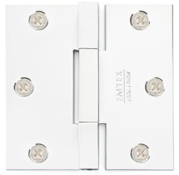 Emtek 96513US26 Polished Chrome 3-1/2" Solid Brass Square Barrel Heavy Duty Square Corner Hinge