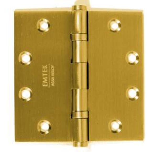 Emtek 96415US4 Satin Brass 4-1/2" Square Corner Solid Brass Heavy Duty, Ball Bearing Hinges