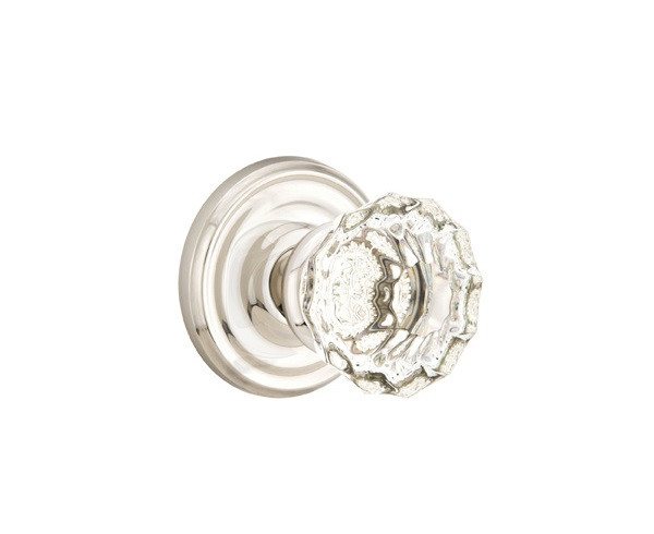 Emtek AS-US14-PHD Polished Nickel Astoria Clear Glass (Pair) Half Dummy Knobs with Your Choice of Rosette