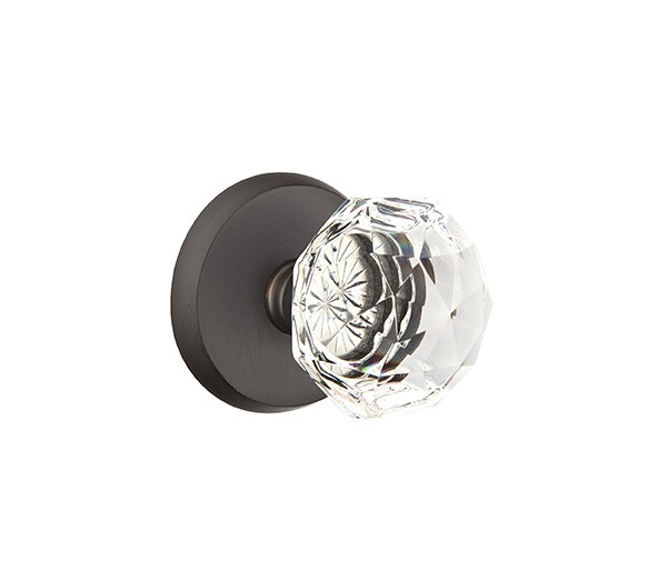 Emtek CK-FB-PRIV Flat Black Diamond Glass Privacy Knob with Your Choice of Rosette