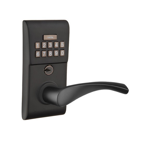 Emtek E2020US19 Flat Black Modern Brass Keypad Style Leverset